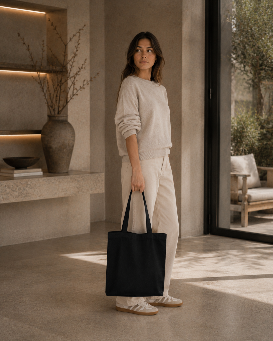 Tegeltjeswerk shopper light - nu pas tas - zwart - 220 grams - Afbeelding 2