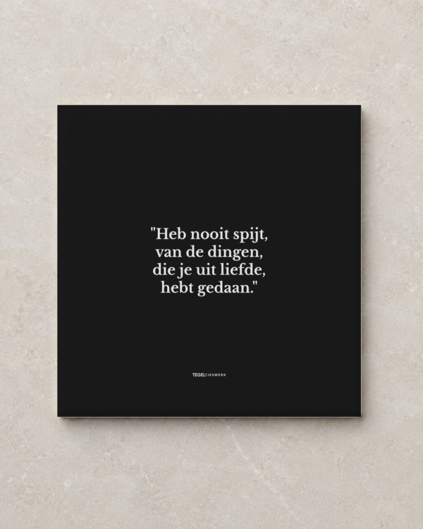 Tegeltjeswerk tegel - heb nooit spijt - 15x15 zwart Glans