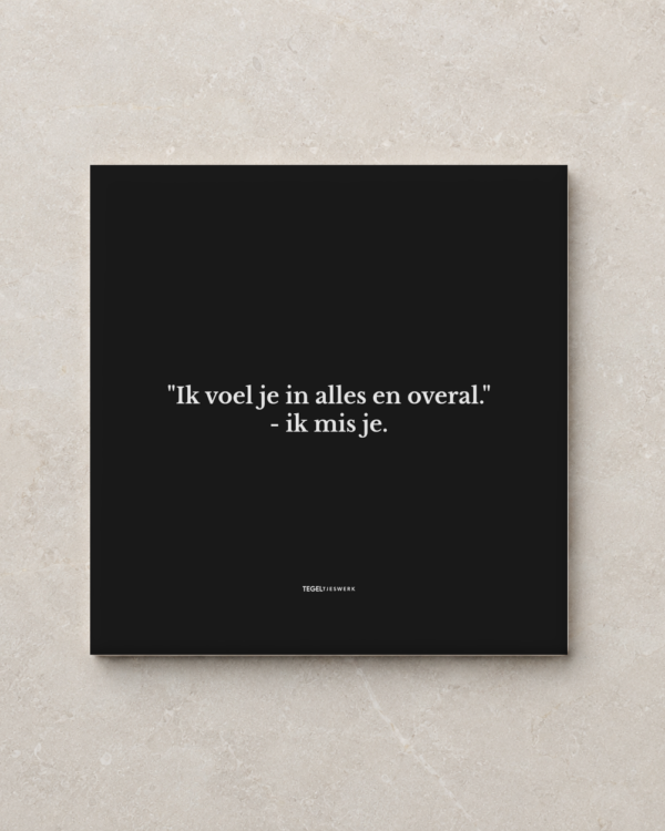 Tegeltjeswerk tegel - ik mis je - 15x15 zwart Glans