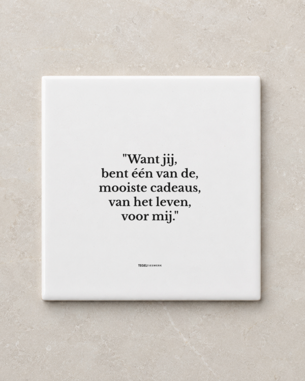Tegeltjeswerk tegel - jij bent mijn cadeau - 10x10 Wit Glans
