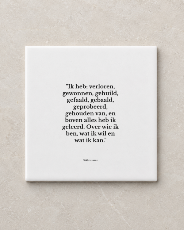 Tegeltjeswerk tegel - wie ik ben - 10x10 Wit Glans