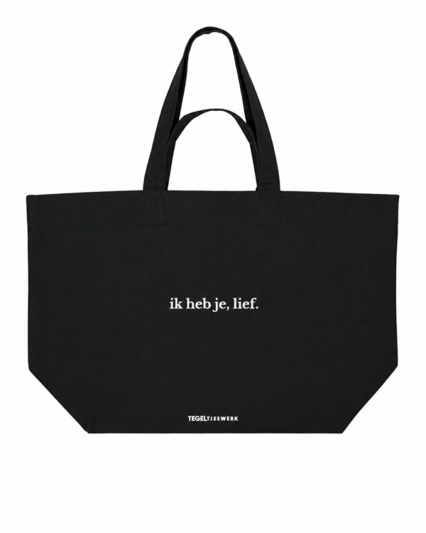 Tegeltjeswerk Shopper - ik heb je, lief - zwart - 400 Grams