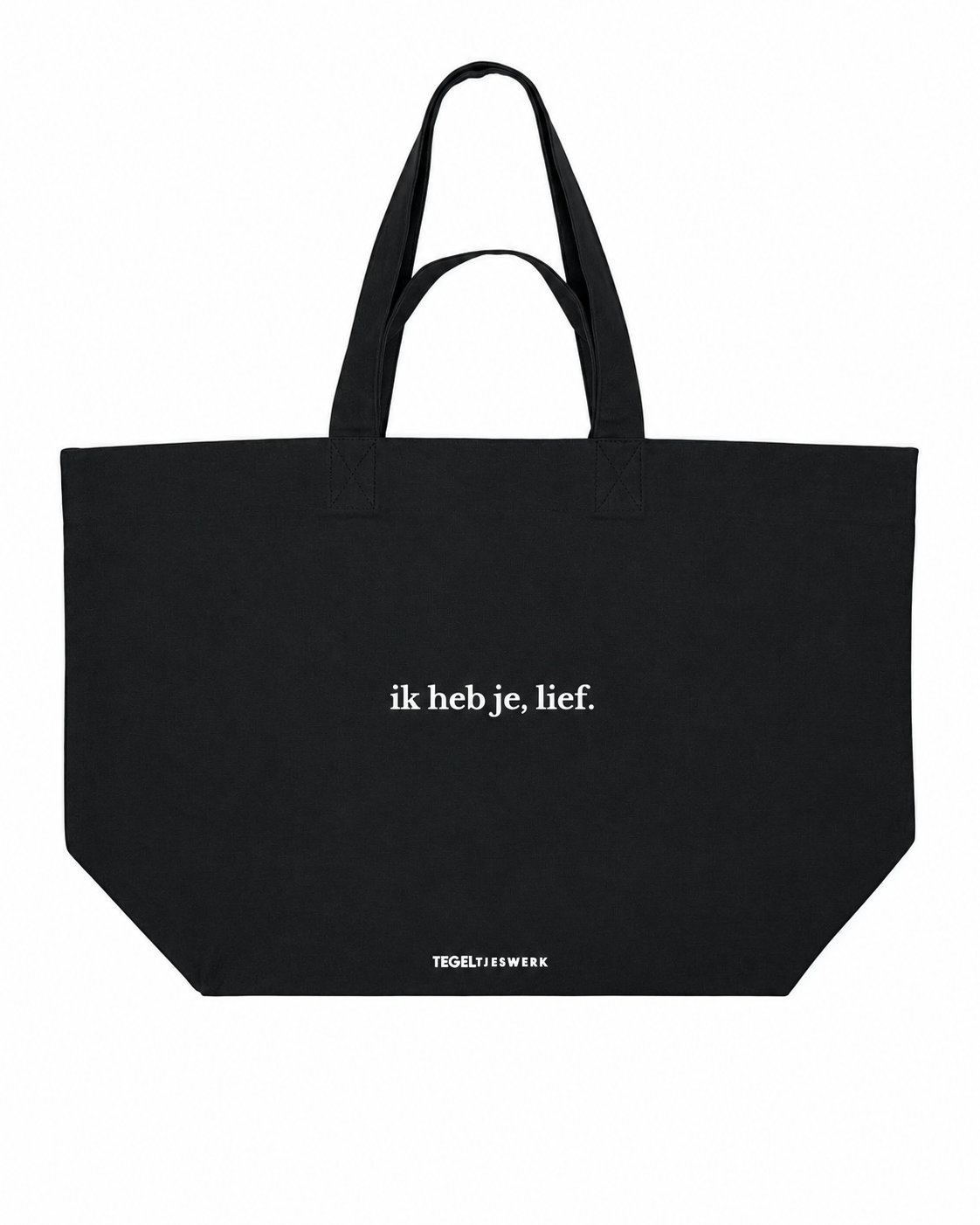 Tegeltjeswerk Shopper - ik heb je, lief - zwart - 400 Grams