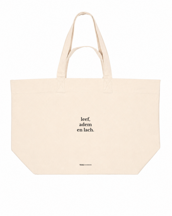 Tegeltjeswerk Shopper - leef adem en lach - wit - 400 Grams