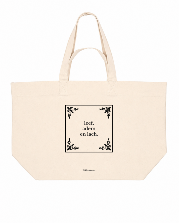 Tegeltjeswerk Shopper - leef adem en lach - Tegel editie - wit - 400 Grams