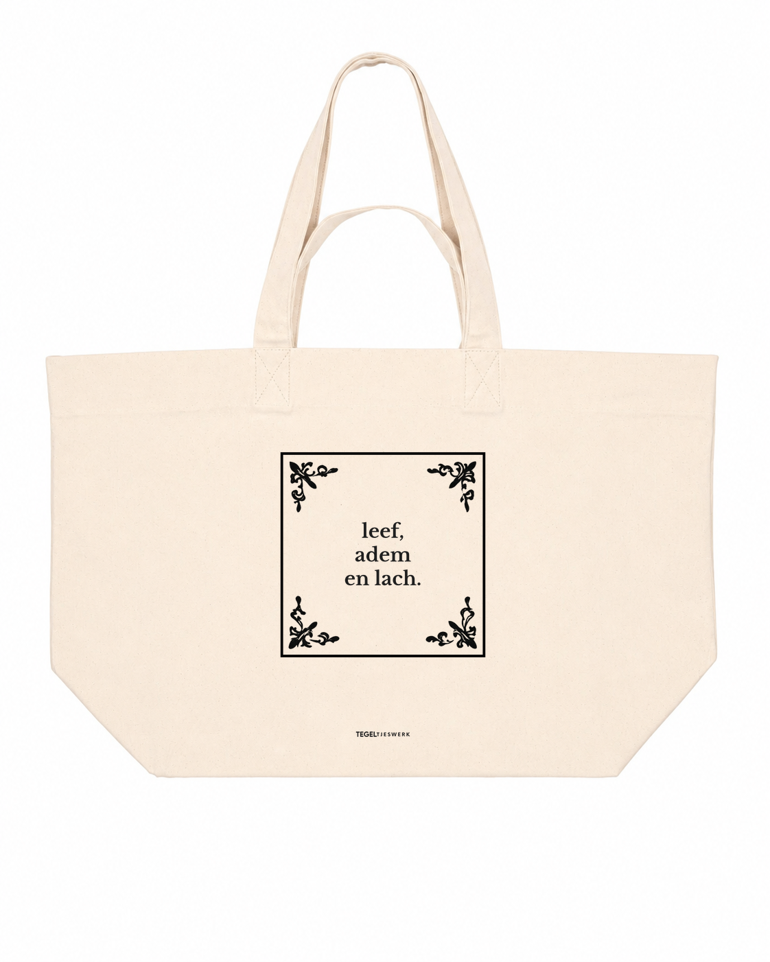 Tegeltjeswerk Shopper - leef adem en lach - Tegel editie - wit - 400 Grams
