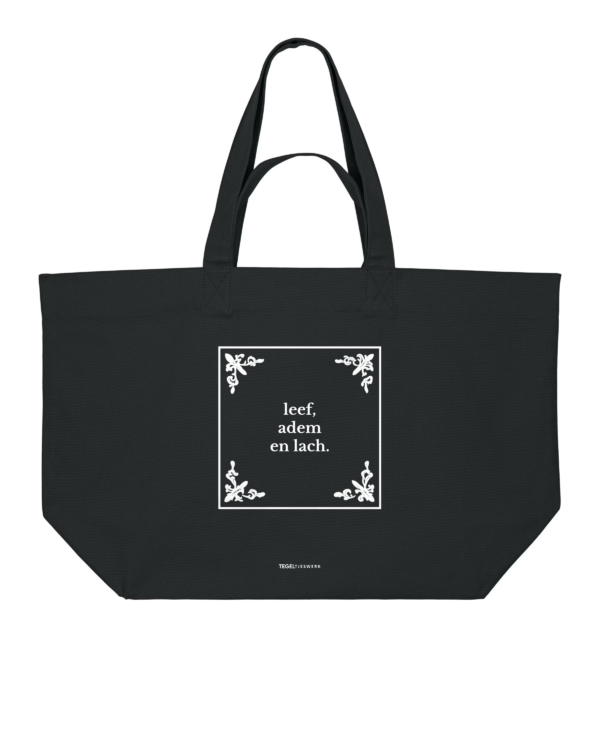 Tegeltjeswerk Shopper - leef adem en lach - Tegel editie - zwart - 400 Grams
