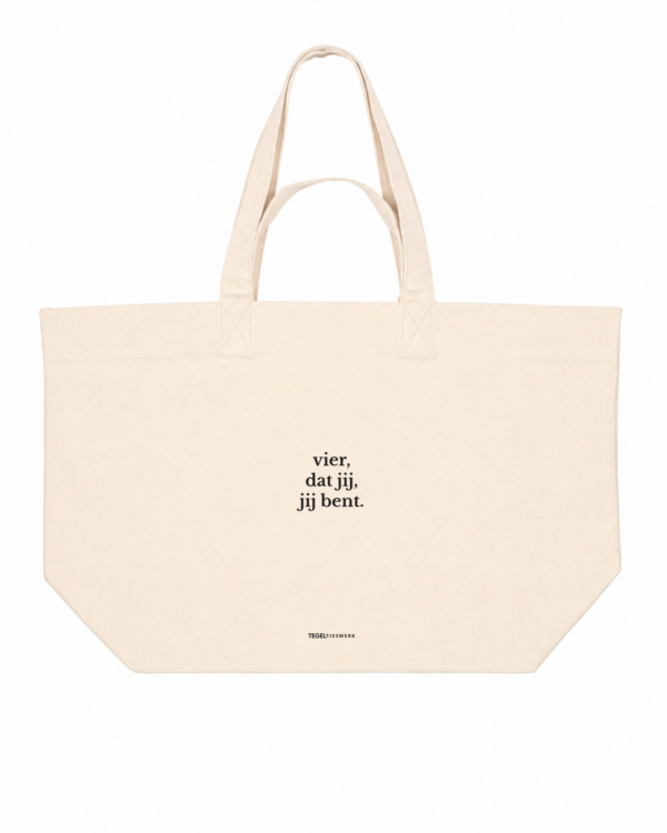 Tegeltjeswerk Shopper - vier dat jij, jij bent - wit - 400 Grams