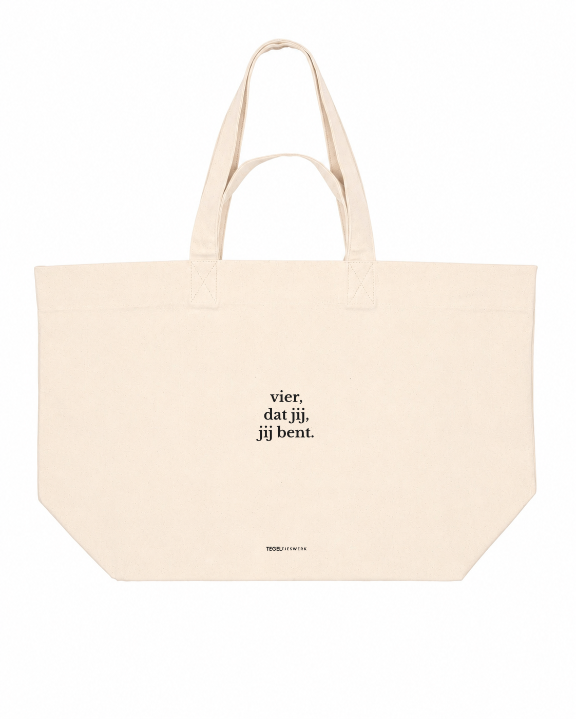 Tegeltjeswerk Shopper - vier dat jij, jij bent - wit - 400 Grams