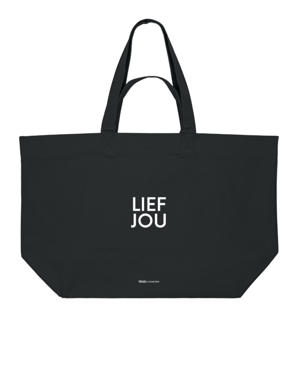 Tegeltjeswerk Shopper - lief jou - zwart - 400 Grams