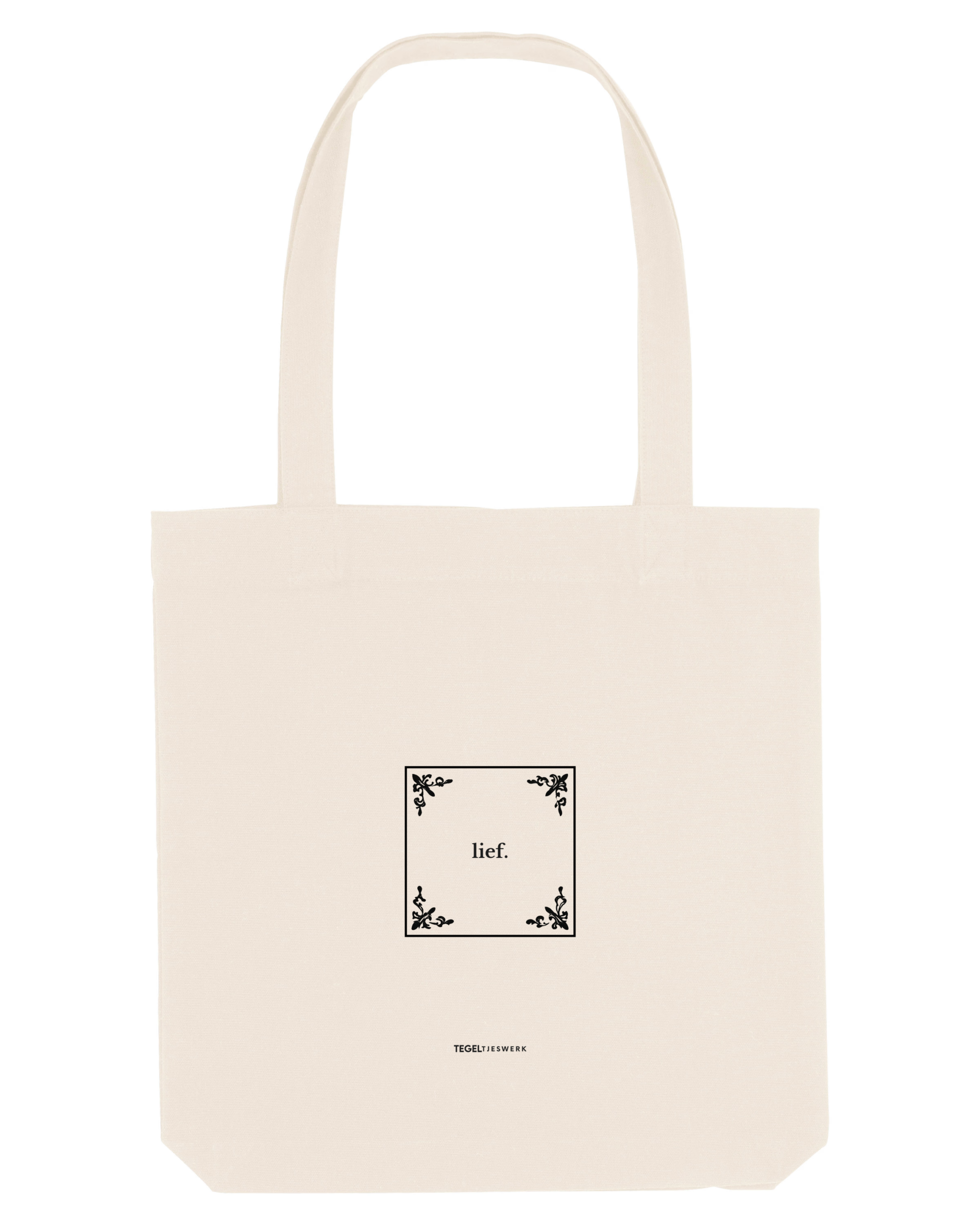Tegeltjeswerk Tote Bag - lief - Tegel editie - wit - 300 grams