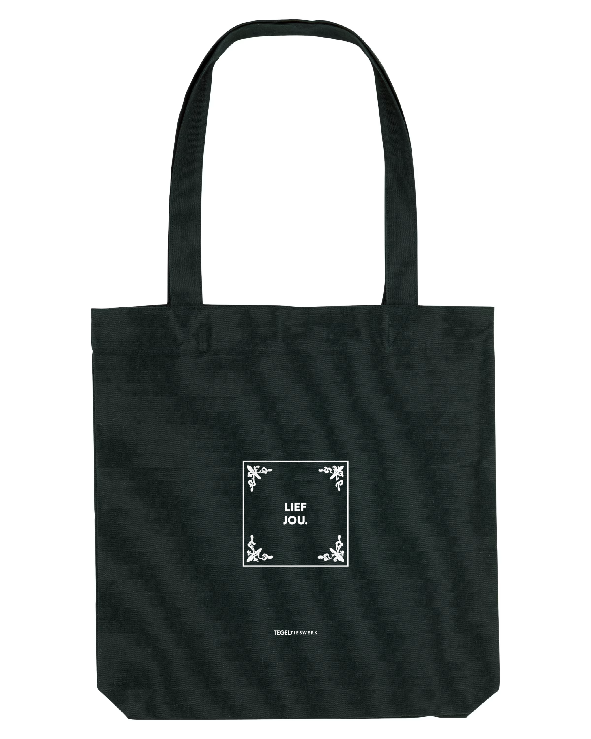 Tegeltjeswerk Tote Bag - lief jou - Tegel editie - zwart - 300 grams
