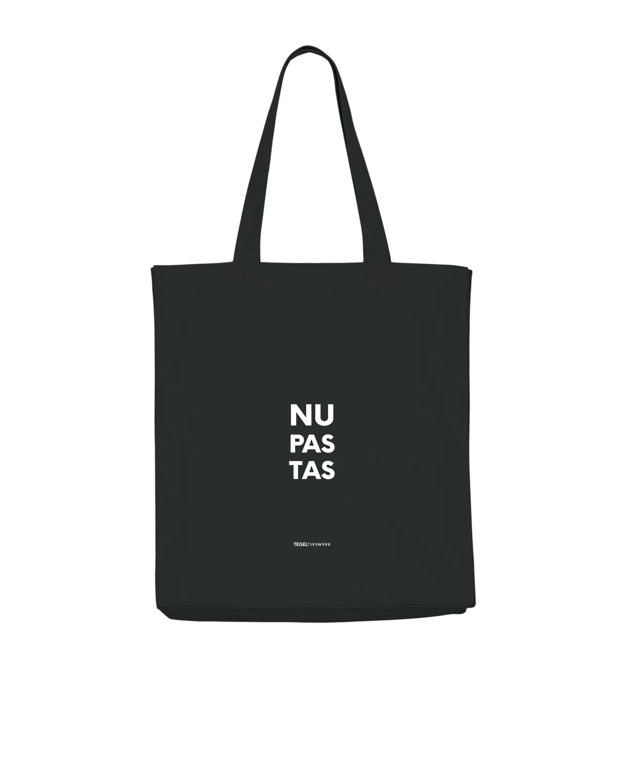 Tegeltjeswerk shopper light - nu pas tas - zwart - 220 grams