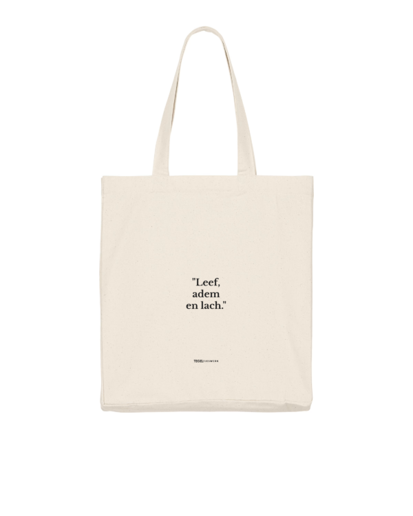 Tegeltjeswerk shopper light - leef, adem en lach - wit - 220 grams
