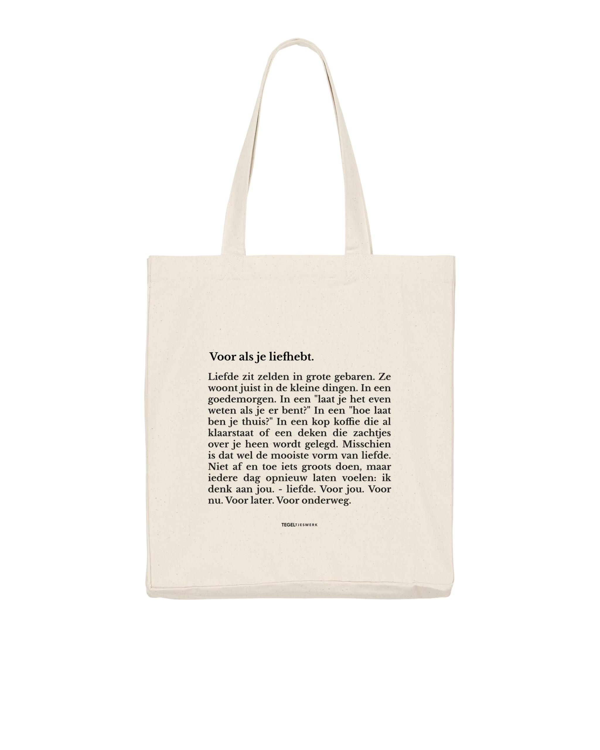 Tegeltjeswerk shopper light - voor als je liefhebt - wit - 220 grams
