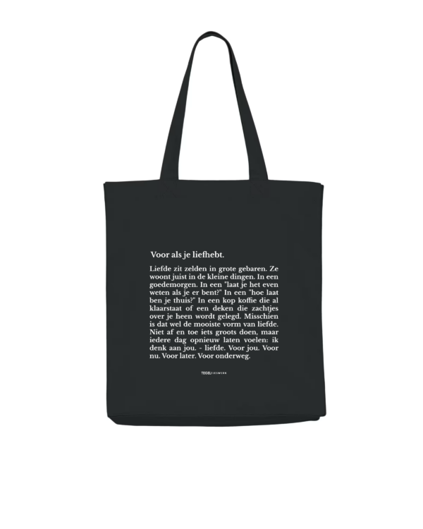 Tegeltjeswerk shopper light - voor als je liefhebt - zwart - 220 grams