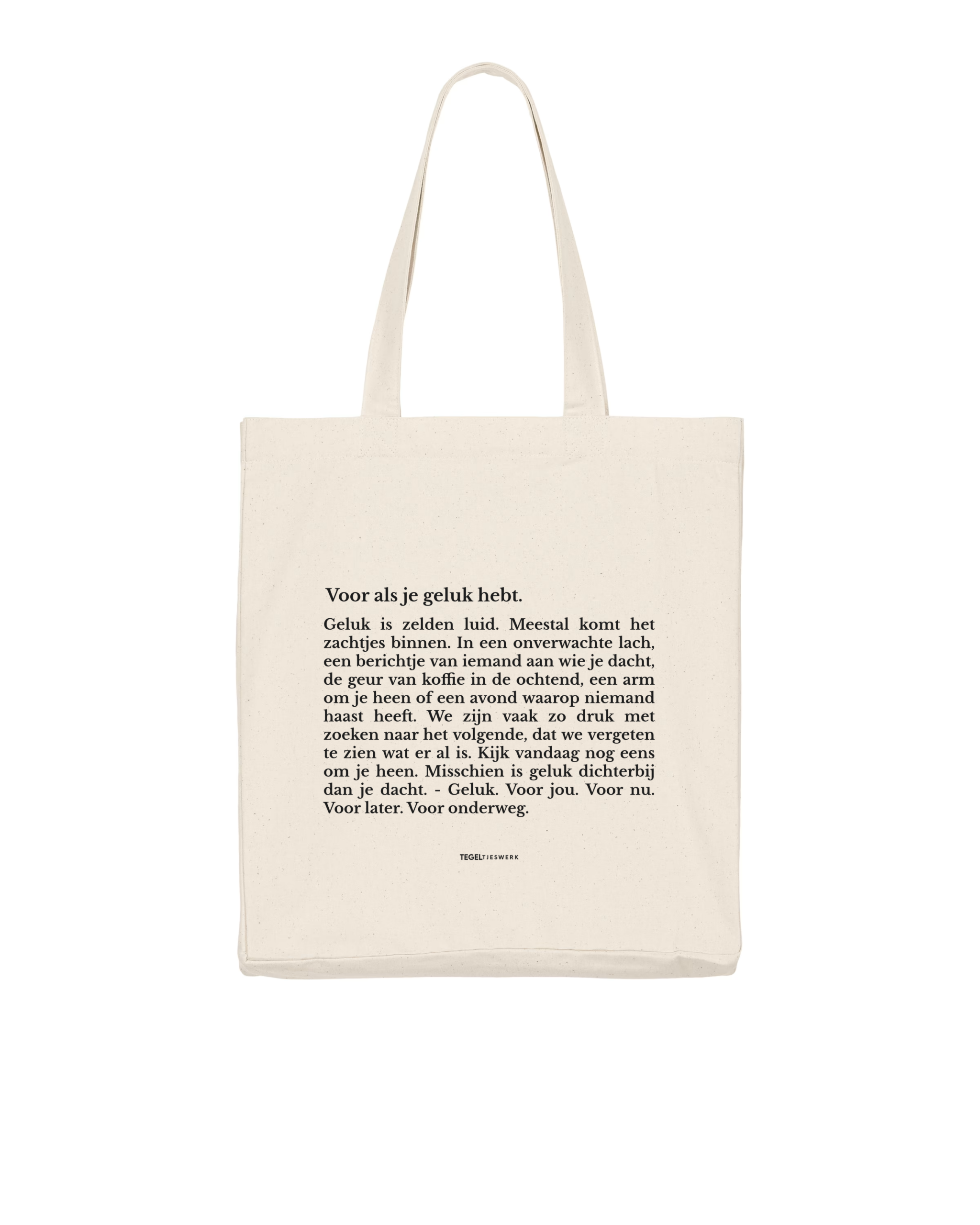 Tegeltjeswerk shopper light - voor als je geluk hebt - wit - 220 grams