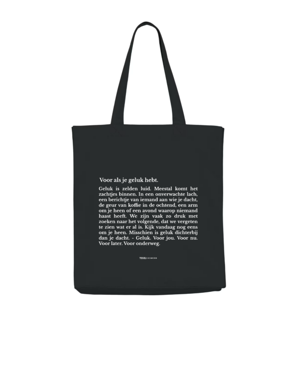 Tegeltjeswerk shopper light - voor als je geluk hebt - zwart - 220 grams