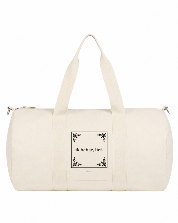 Tegeltjeswerk duffle bag - ik heb je, lief - wit - 300 grams