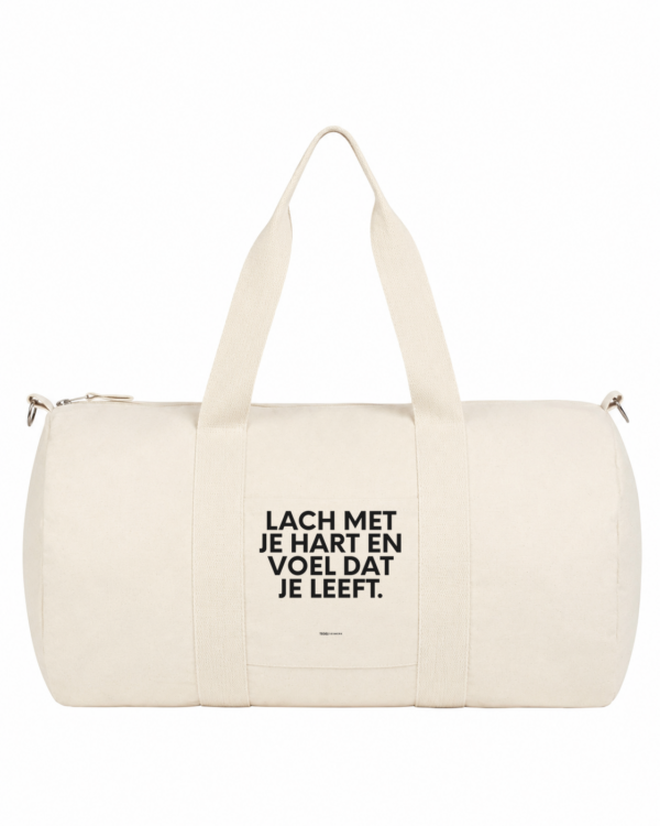 Tegeltjeswerk duffle bag - lach met je hart - wit - 300 grams