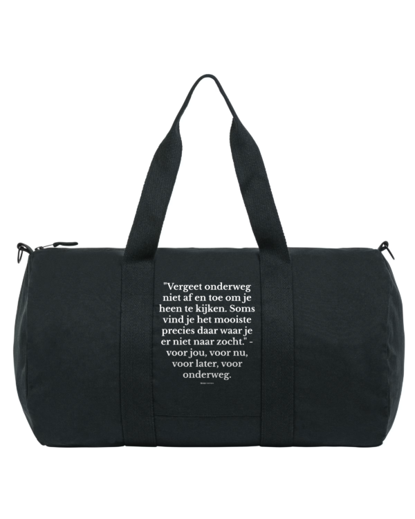 Tegeltjeswerk duffle bag - voor jou, voor nu, voor later, voor onderweg - zwart - 300 grams