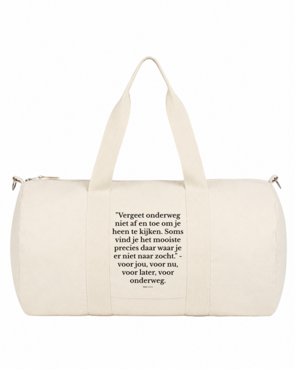 Tegeltjeswerk duffle bag - voor jou, voor nu, voor later, voor onderweg - wit - 300 grams