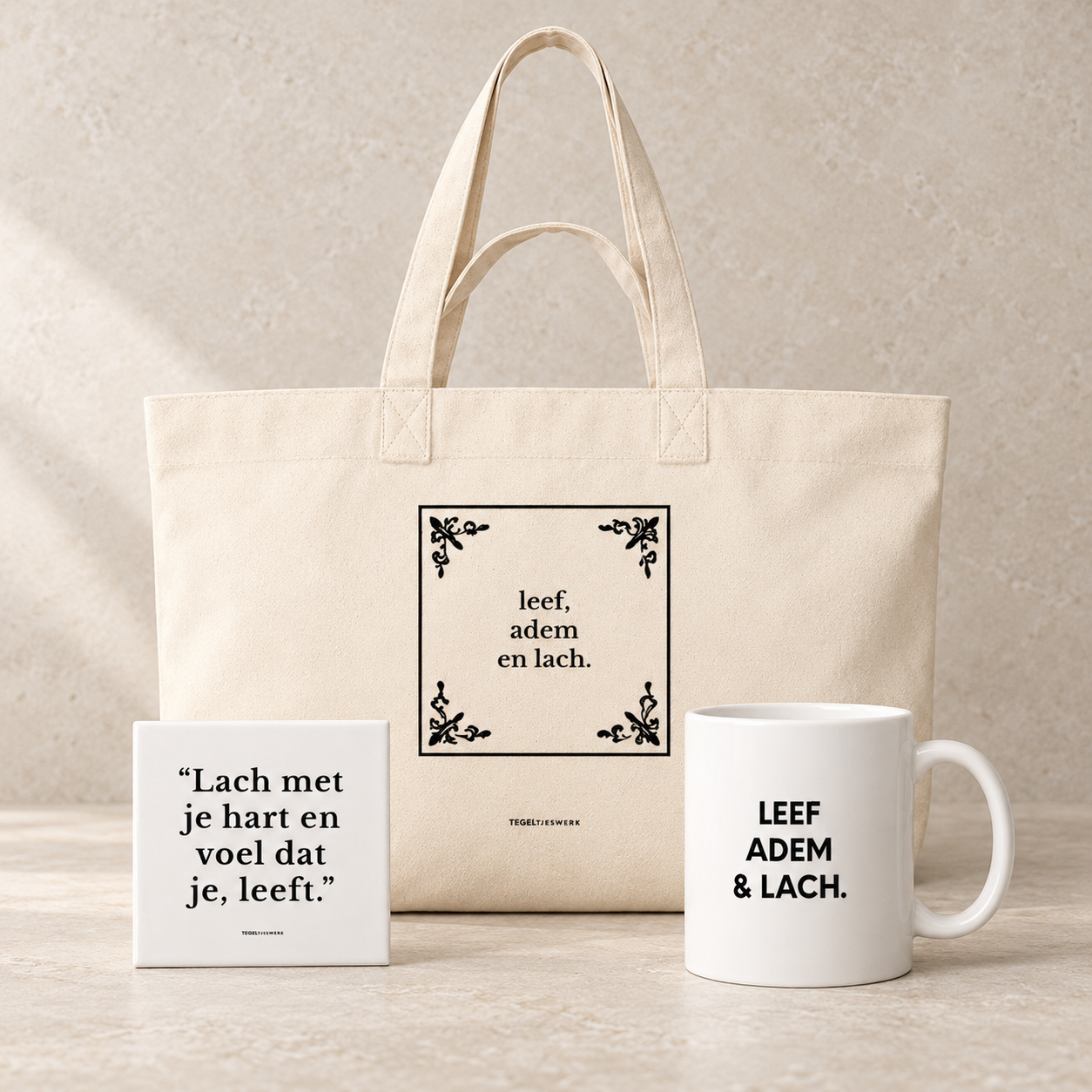 Inspirerende cadeaubundel voor nieuwe start – Leef, adem en lach