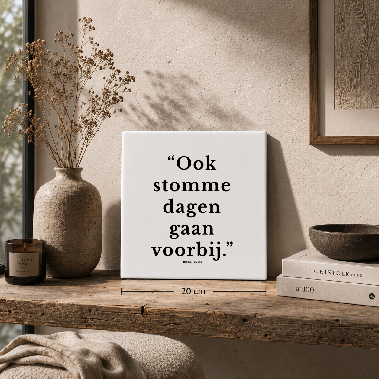 Tegeltjeswerk tegel - ook stomme dagen gaan voorbij - 10x10 wit Glans - Afbeelding 2