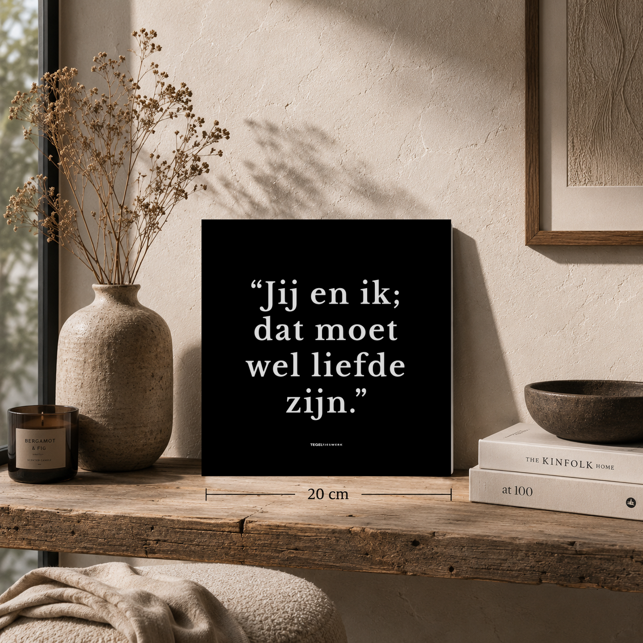 Tegeltjeswerk tegel - jij en ik dat moet wel liefde zijn - 10x10 zwart Glans - Afbeelding 2